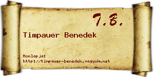 Timpauer Benedek névjegykártya